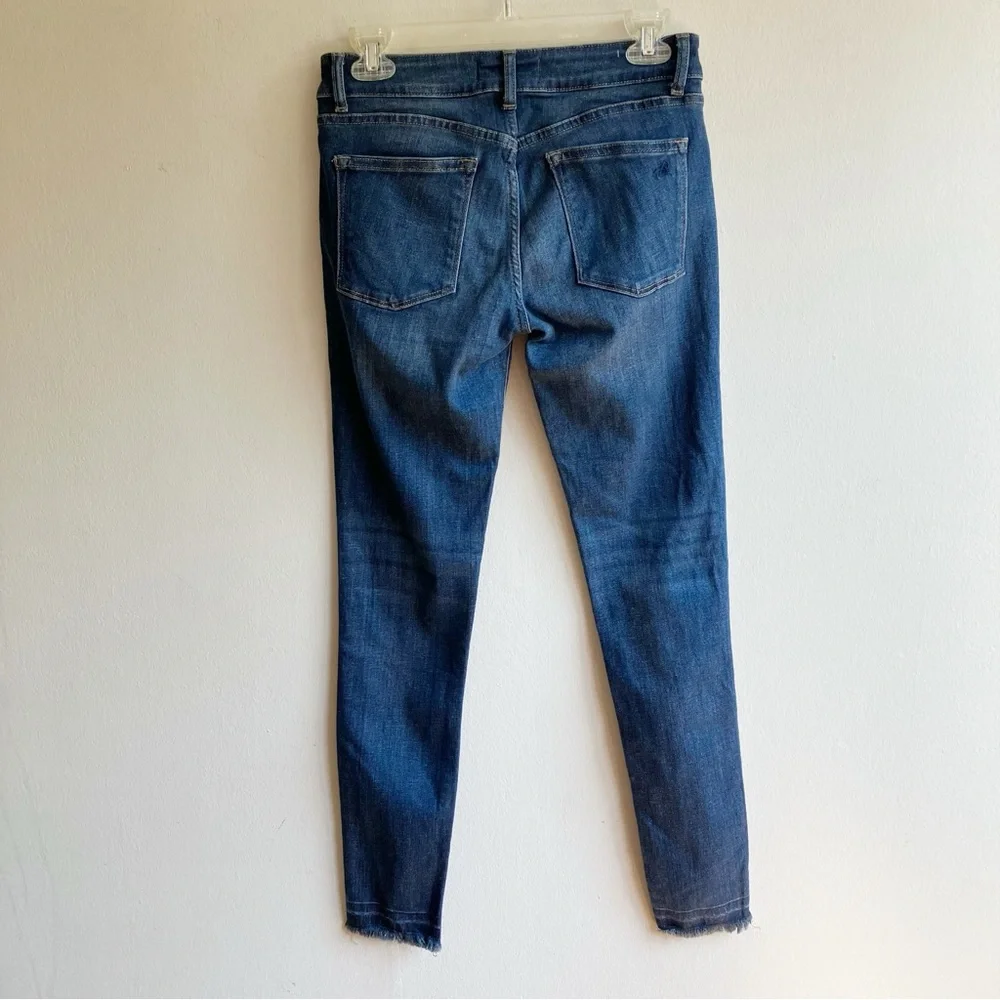 DL1961 Emma Power Leggings Size 27 Raw Released Hem Quilter Dark Skinny Jeans